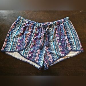 No Boundaries Floral and Paisley Shorts - Blue and Pink